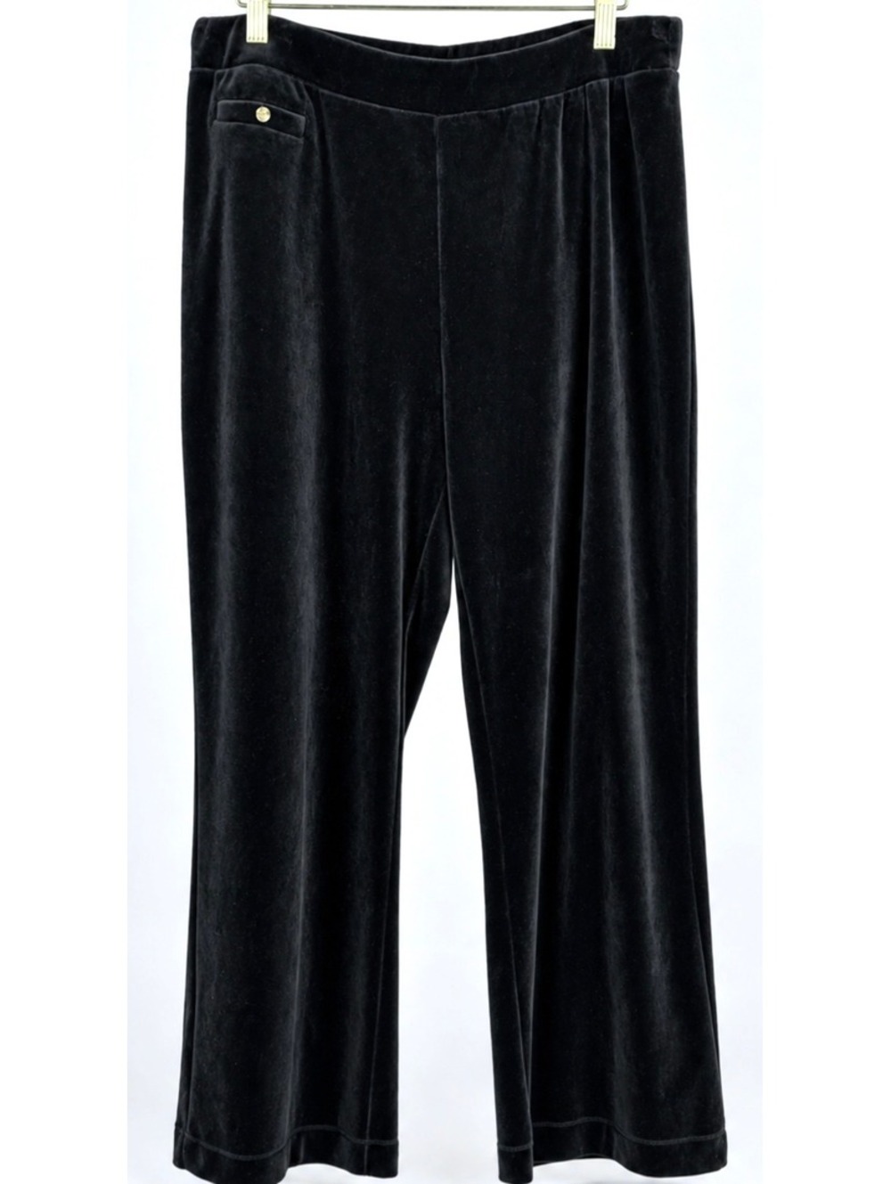 VTG Lauren Ralph Lauren Black Velvet Pull On Pants Minimalist Goth Luxury. Large